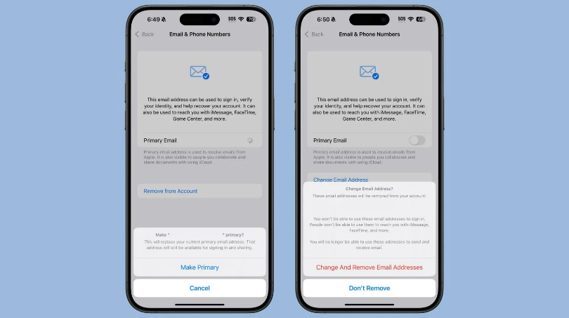 金凤苹果手机维修分享苹果 iOS 18.1 支持设置“主要”邮箱地址并更改 iCloud 邮箱 